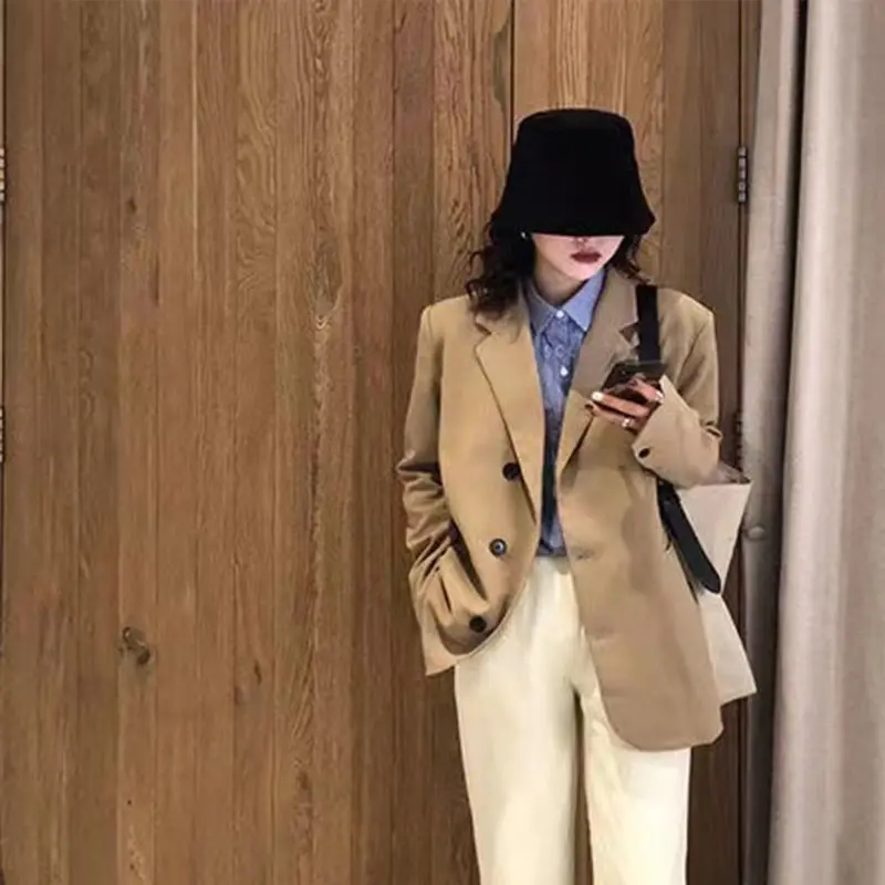 سترة نسائية أنيقة وشبابية خارجية ذات ثنيات مقسمة للحفلات تبدو ضمادة نسيج خشن رائجة البيع كاملة Harajuku Y2K