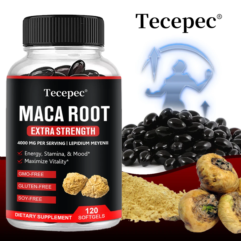 Tecepec Premium Maca Root Capsules, 4000 Mg, Energy & Mood Support, Vitality Support, Healthy Balance