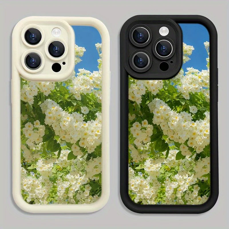 

Floral design phone case for iPhone 16 15 14 13 12 11 Pro/ Max/Plus shock-proof rear cover anti-fingerprint