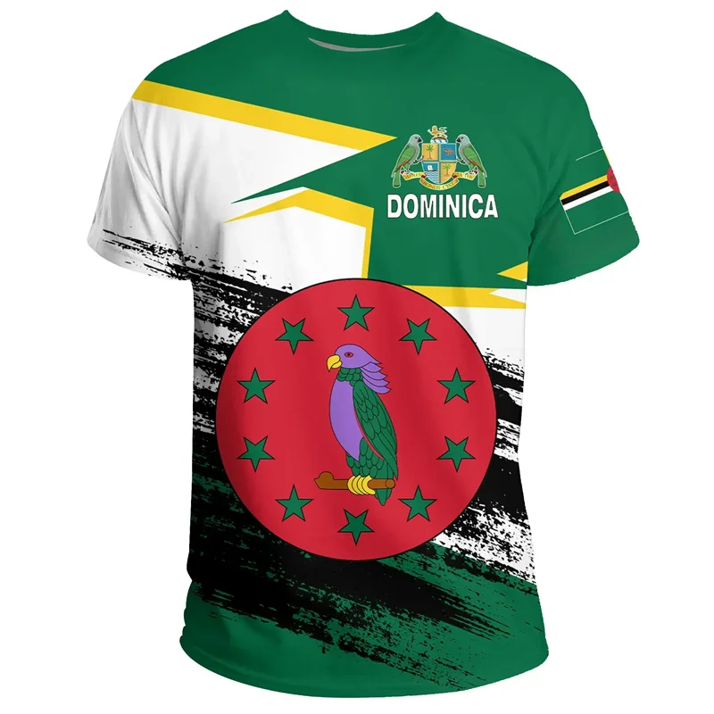 New Design Dominica Flag T-Shirt 3D Printed Coat Of Arms T Shirt For Men Summer Short Sleeves Casual Oversized Tee Shirts