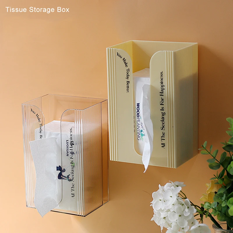 Wall Mounted Tissue Dispenser Box Acrylic Paper Towel Holder for Bathroom Toilet Kitchen Office