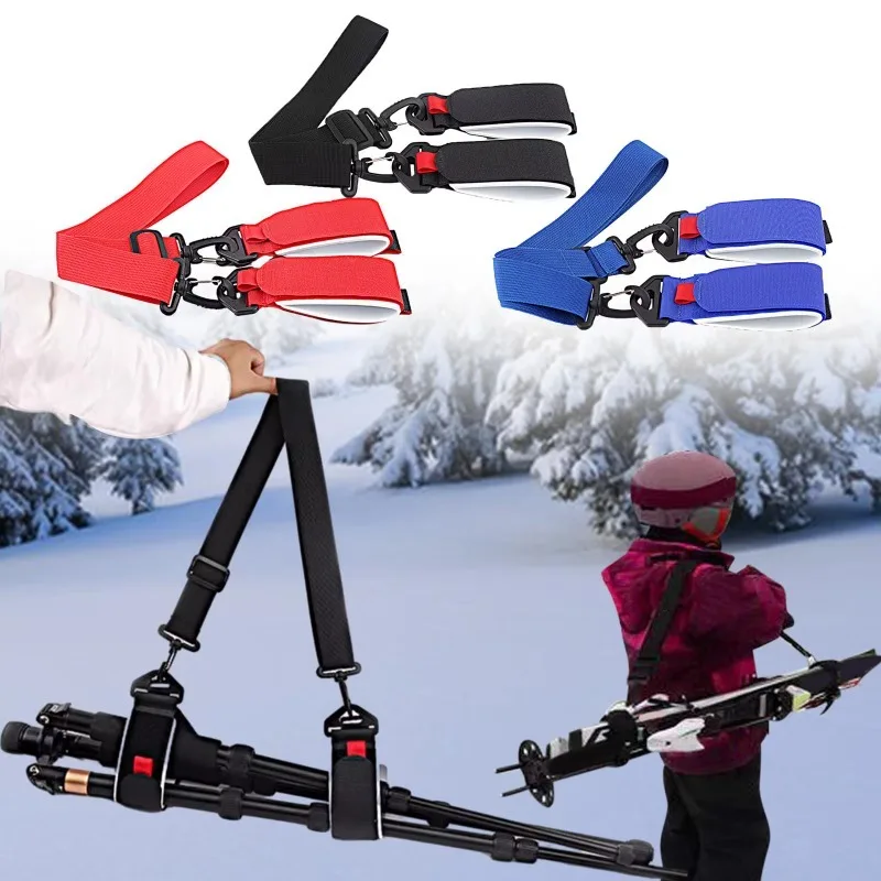 

Ski Pole Carrier Strap Fixing Belt Durable Snowboard Shoulder Strap for Skateboarding Winter Outdoor Sports Skis Accessories