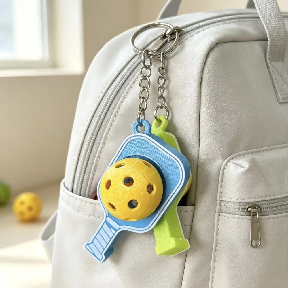 1pc Exclusive Charm for Pickleball Enthusiasts, 3D Printed Fidget Keychain Gift