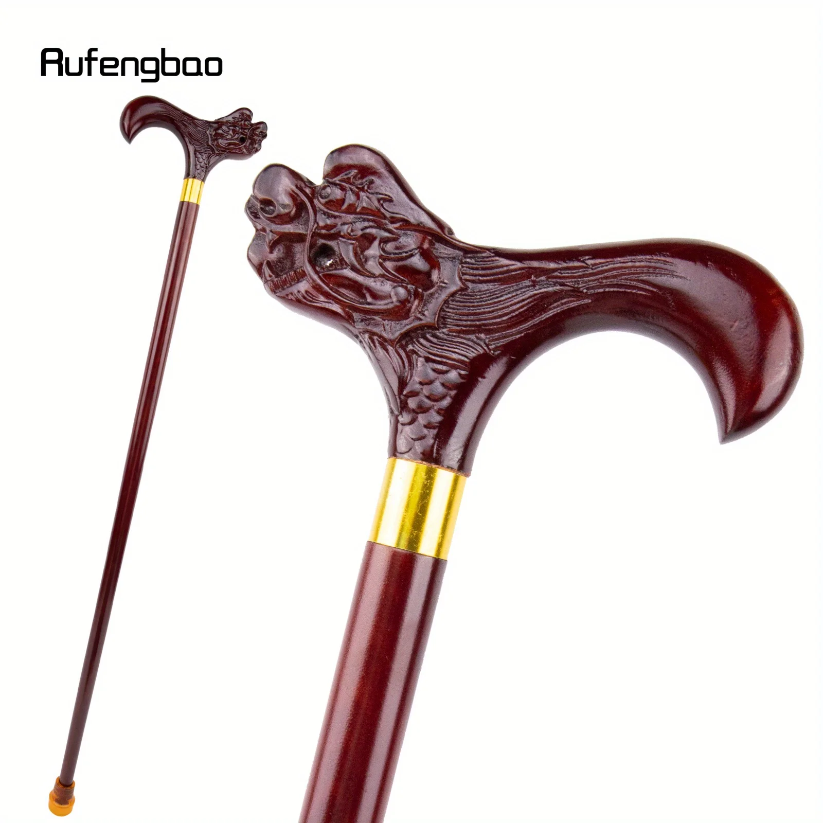 

Brown Dragon Wooden Single Joint Fashion Stick Decorative Cane Halloween Mace Crutch Wand Crosier 96cm Performance Stage Cane