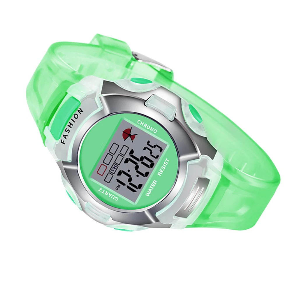 Orologio impermeabile luminoso per orologio sportivo impermeabile Bambini Studenti Sport Retroilluminazione a LED Cronometro Uso esterno Verde