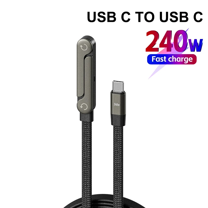2-in-1 PD 240W Ladekabel mit integriertem Telefonständer, USB-C-auf-C-Schnelllade-Datenkabel für iPhone 17, faltbare Halterung, Typ-C-Kabel