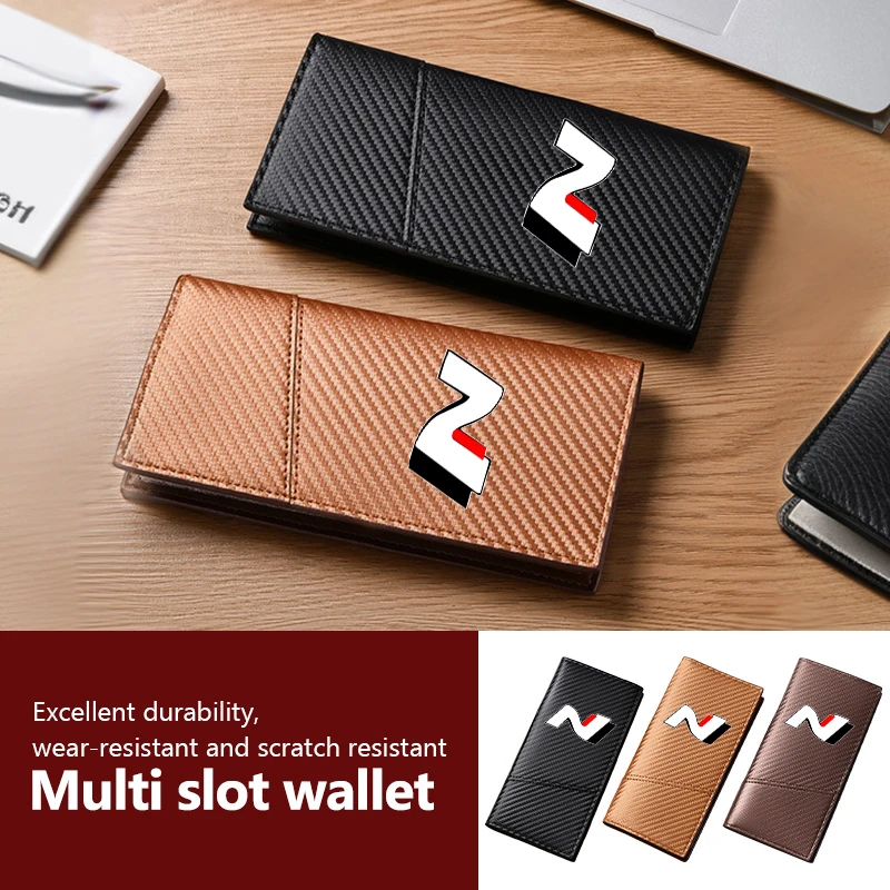 For Hyundai Car Men's Wallet Carbon Card Holder Coin Pocket Driver's License Purse N Line Tuscon NX4 I20 I30 I10 Sonata Elantra