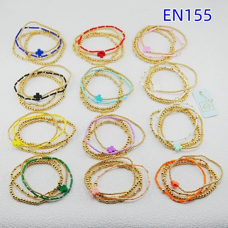 

VKVVA Fashion Jewelry 4pcs Colorful Cross Gold-plated Bracelet Set for Women Birthday Gifts, Unique Gift