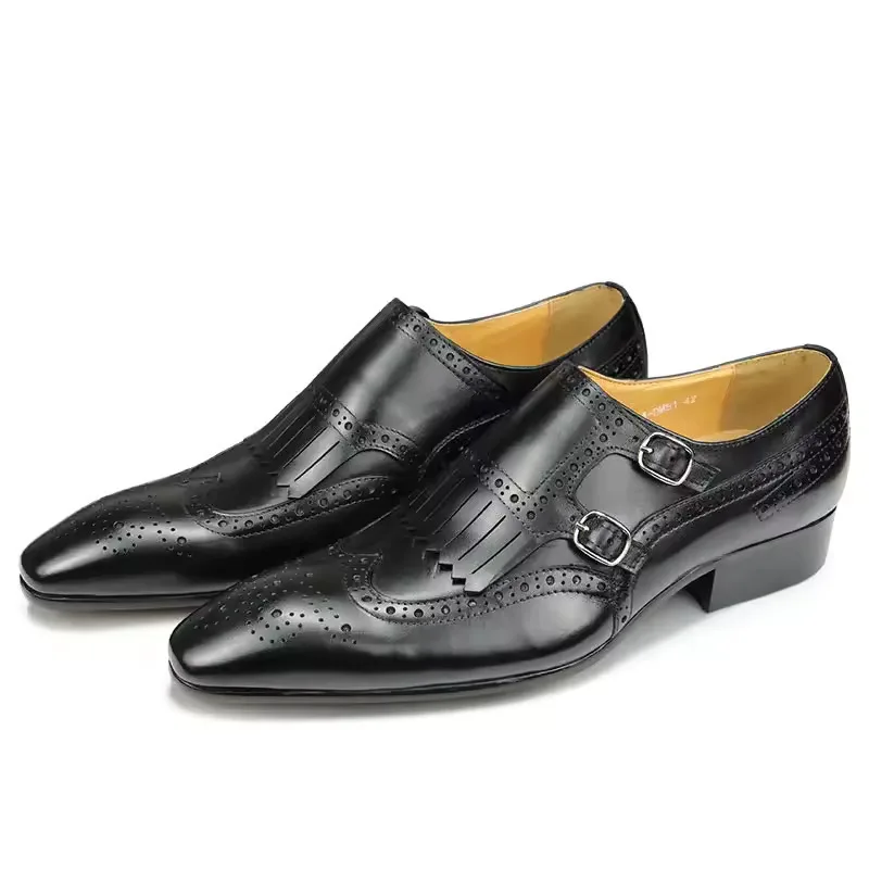 

Brogue Formal Men's Casual Shoes Genuine Leather Men Wedding Dress Shoes Comfortable