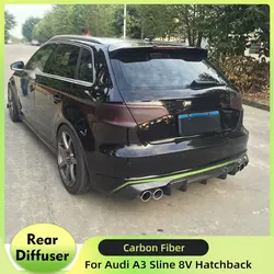 Car Rear Bumper Diffuser for Audi A3 Sline 8V Hatchback 2014-2016 Not for A3 Standard Carbon Fiber Car Rear Diffuser Lip Spoiler