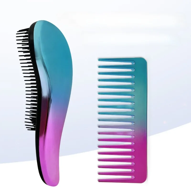 

New Electroplating Gradient Set Massage Smooth Hair Comb Washing Hair Comb Beauty Styling Flat Comb Washing and Protecting Set