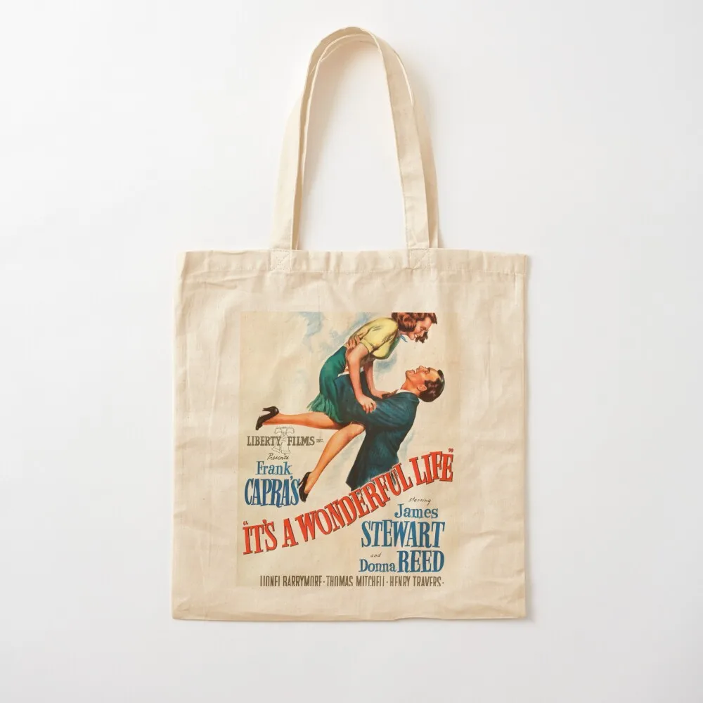 

It's a Wonderful Life Vintage Movie Cover Tote Bag Custom bag Gift bag large size bags free delivery bags Canvas Tote