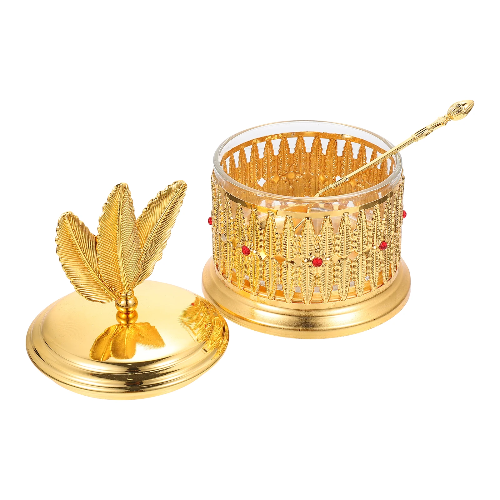 

1 set Airtight Storage Box Set Candy Jar Glass Metal Alloy Jewelry Holder Desk Ornaments