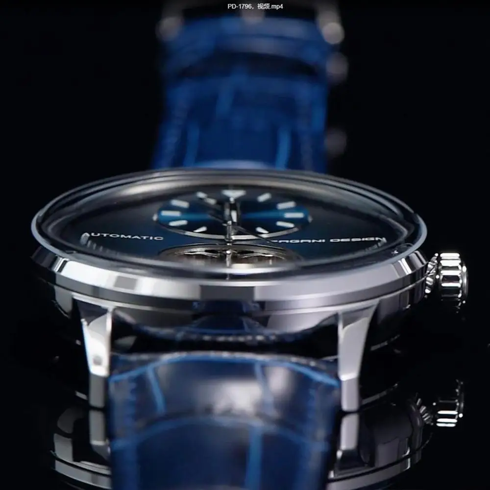 Reloj Mecánico PAGANI DESIGN 2025 de 42mm, reloj Tourbillon con movimiento automático, correa de cuero PU resistente al agua de 100m de acero inoxidable