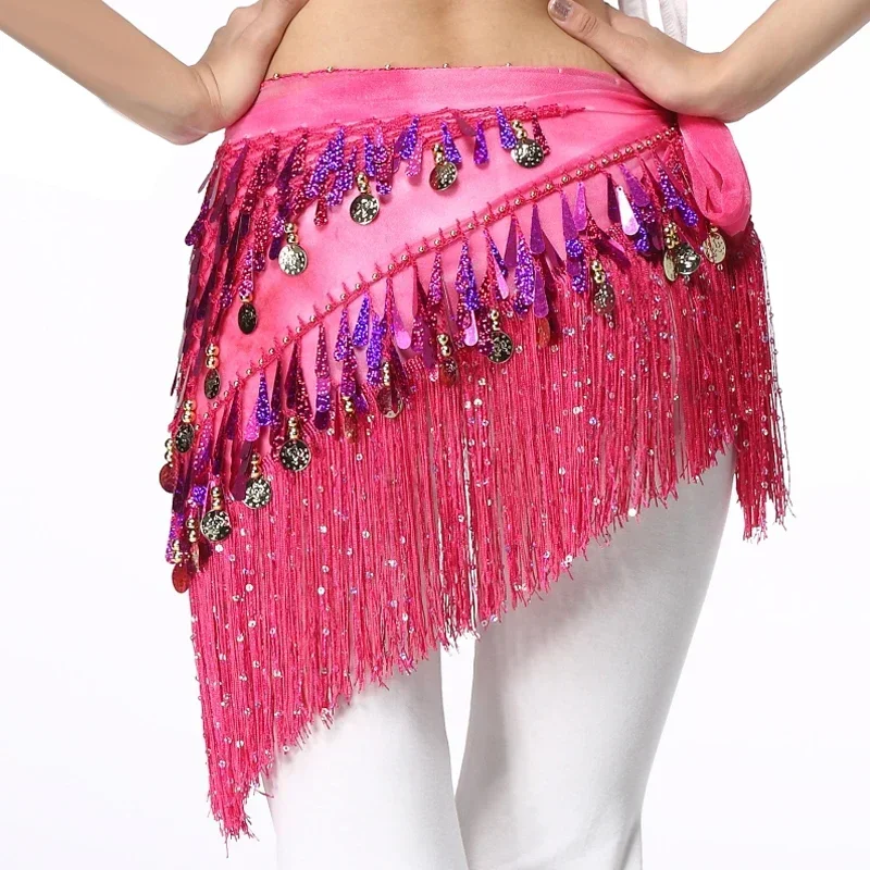 Lady Women Belly Dance Hip Scarf Accessories 3 Row Belt Skirt With Gold bellydance Tone Coins Waist Chain Wrap Adult Dance Wear