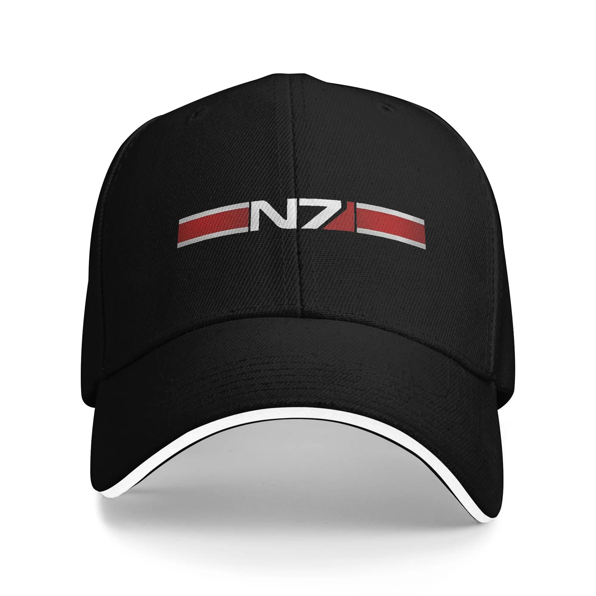 Men Women Mass Effect Horizontal N7  Sandwich Hats  , Fashion Baseball Cap Polyester  Sun Hat Breathable Sports Cap Summer