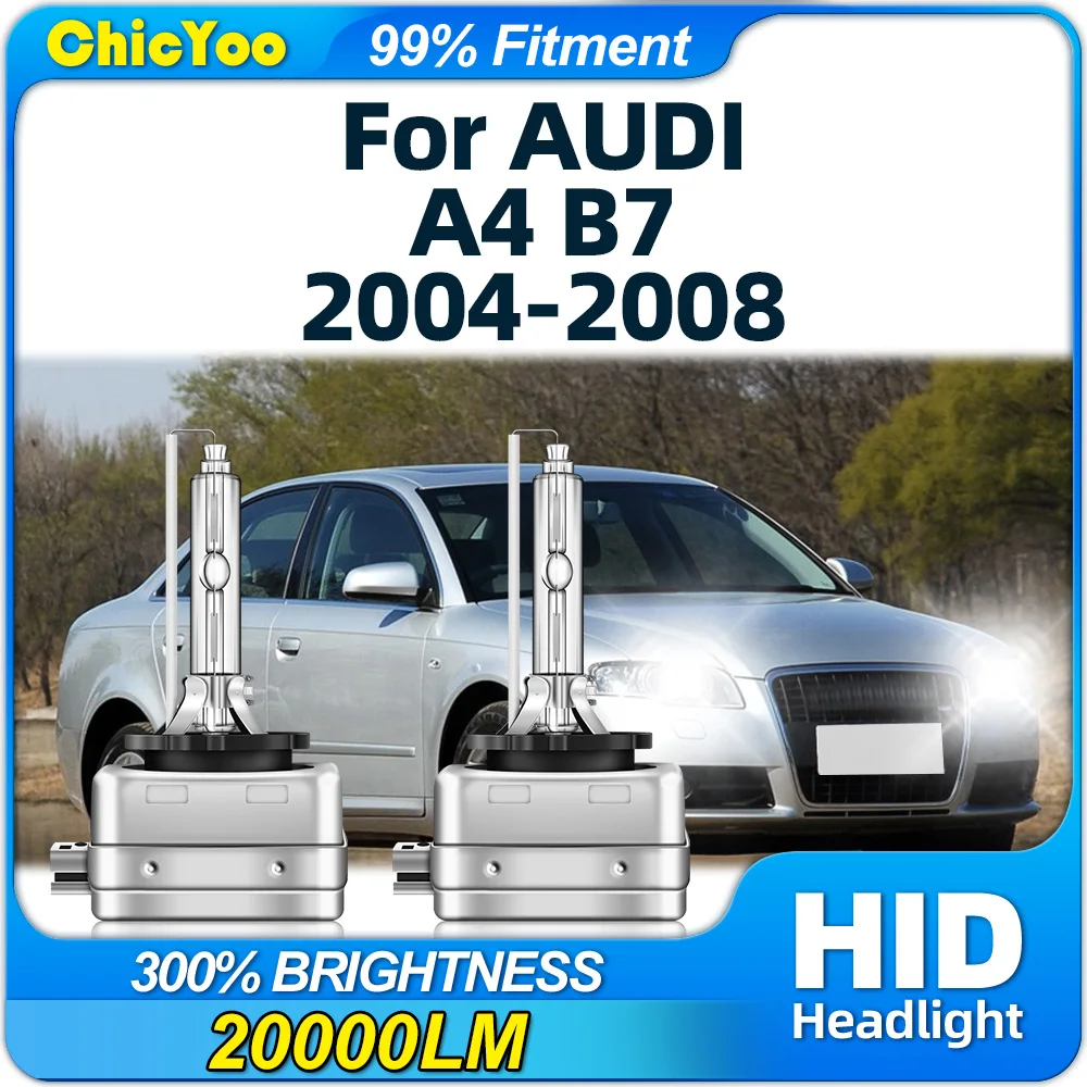 2Pcs Xenon Headlight Bulbs 20000LM Car Front Lights D1S HID Xenon Lamp 6000K White For AUDI A4 B7 2004 2005 2006 2007 2008