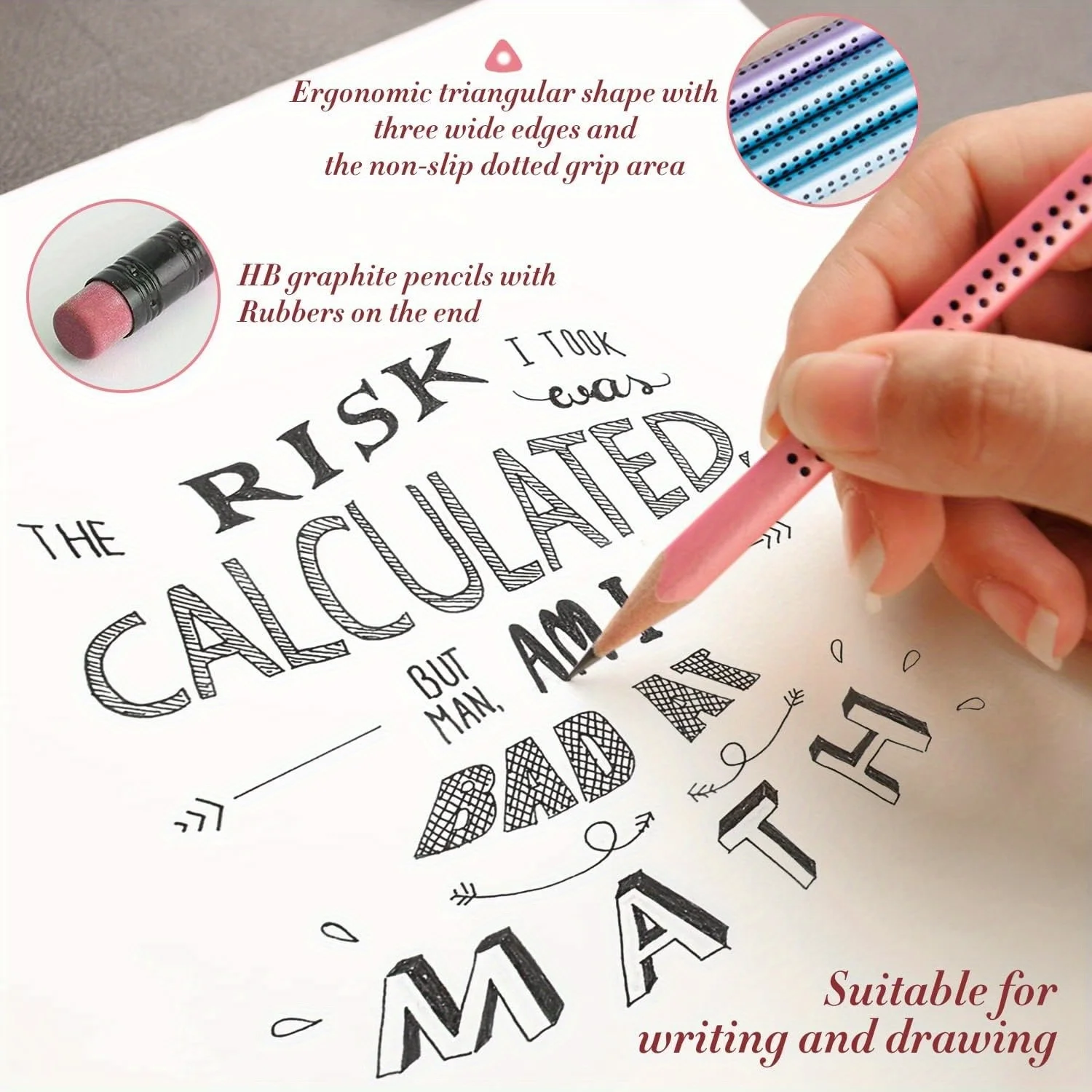 30PCS HB Pencils with Erasers - Pre-Sharpened, Smooth Writing, No Core Breakage, Composite Wood, Random Colors