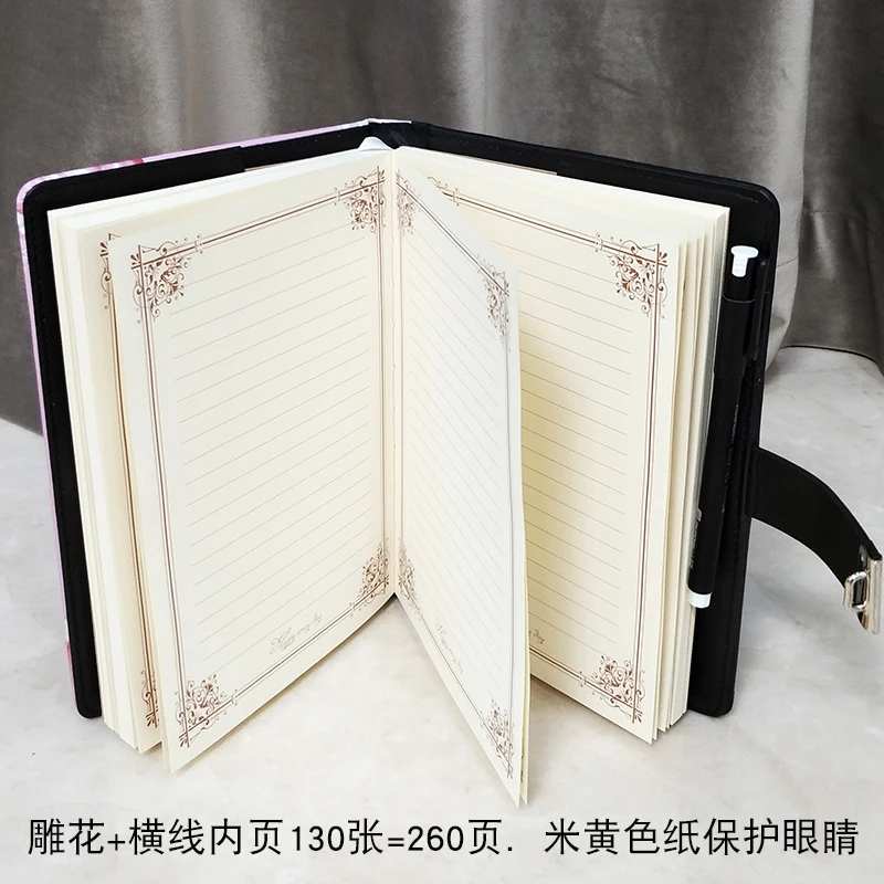 A5 Password A5 Notebook Personal Diary with Lock Code PU Leather Thick Notepad Daily Planner Book Office School Supplies Gift