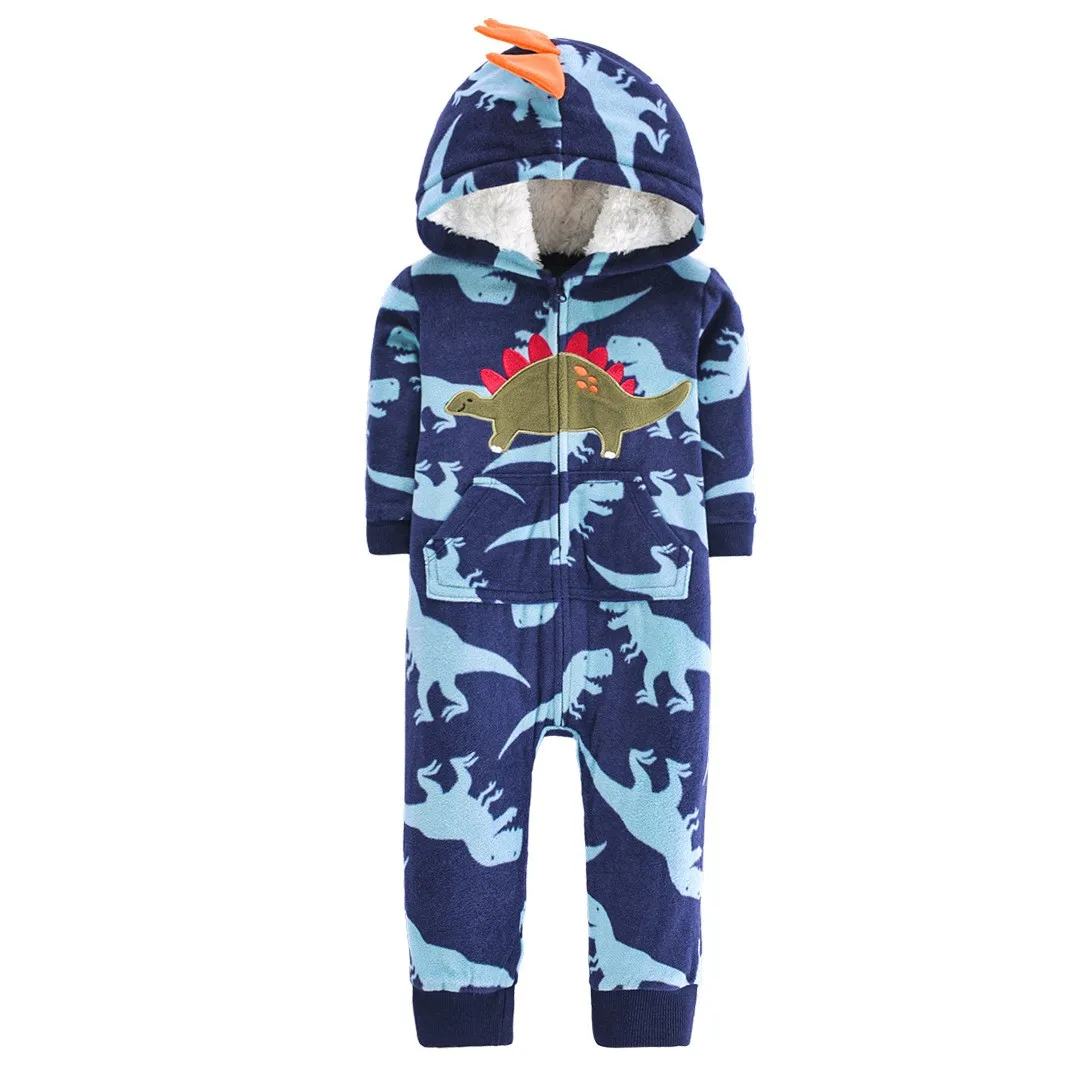 Hooded Animal Style Infant Baby Romper Warm Polar Fleece Pajamas Babe boy girl jumpsuit Sleepwear 6-24M