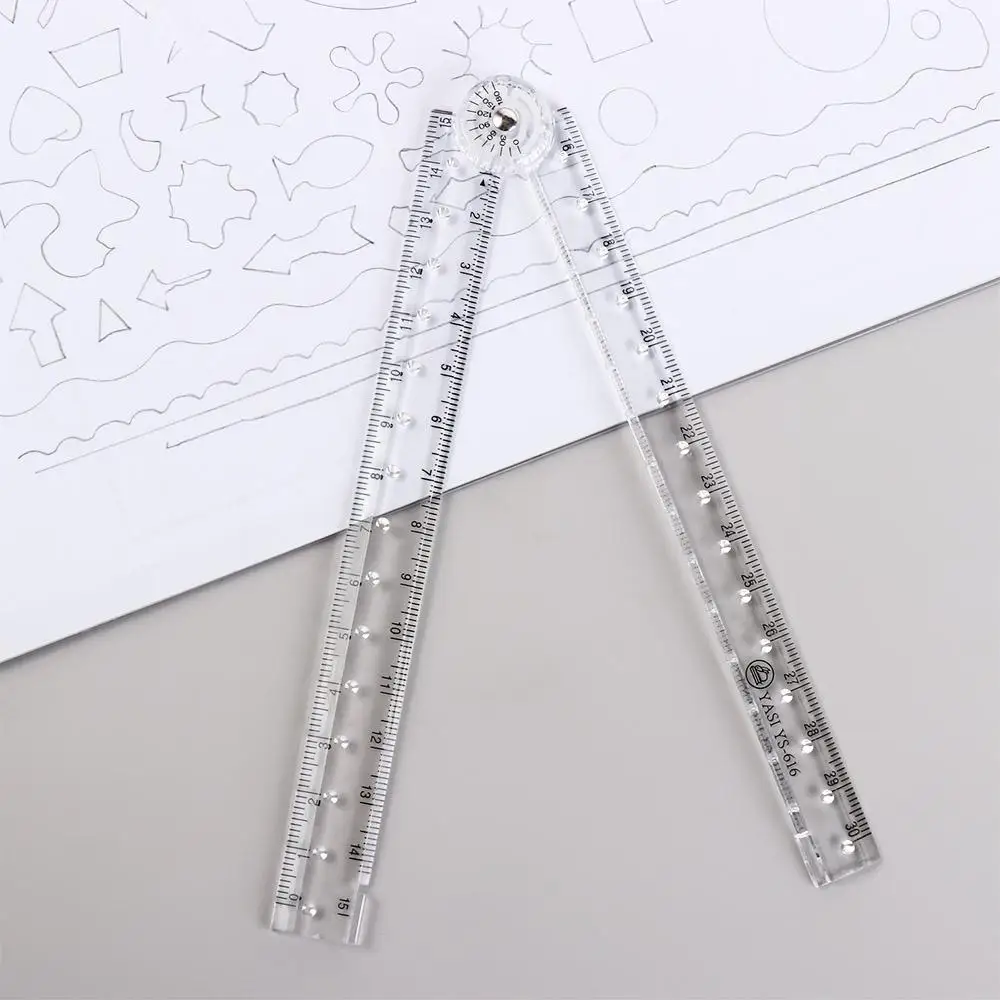 Office Supplies Designer Artist Design Drawing Ruler Geometry Measuring Ruler Clear Folding Ruler Angle Measurement Ruler