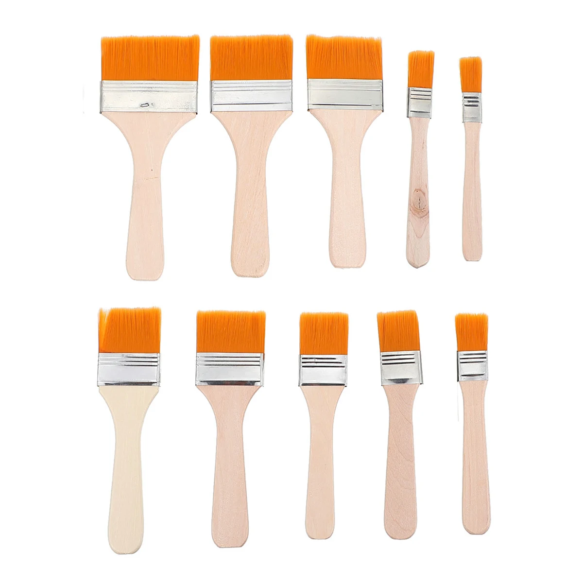 

10pcs Brush Set Durable Brushes Nylon Flat Practical Paint Brushes Set Chip Furniture Watercolor Oil Painting