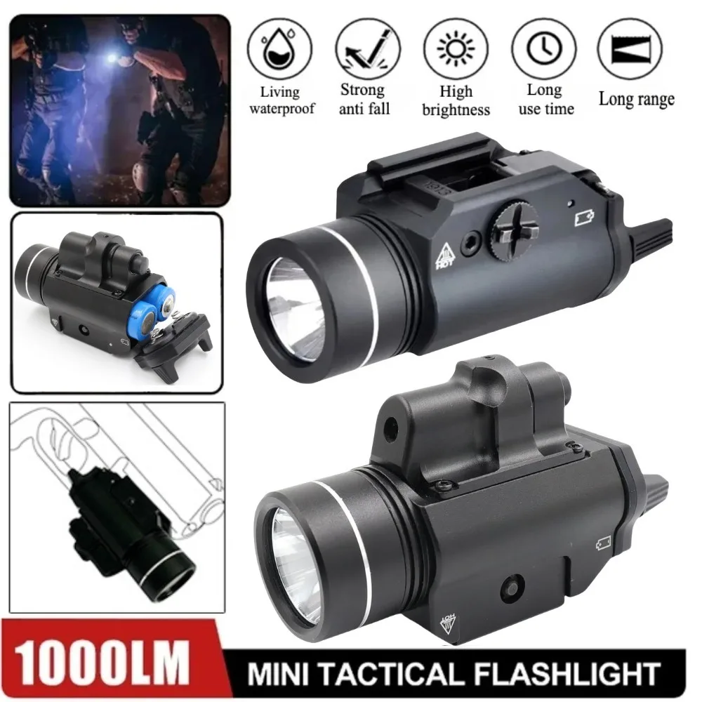 

Tactical TR-1 Hanging LED Flashlight Metal 1000Lumens Mini Pistol Light Fit 20mm Rail Airsoft Hunting Scout Gun Light