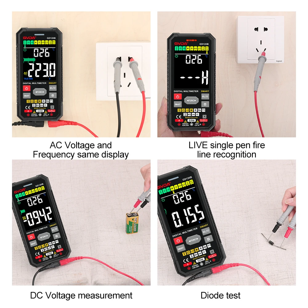 GVDA inteligentny multimetr Auto zakres True RMS NCV DC Tester napięcia AC automatyczny woltomierz pomiar temperatury cyfrowy multi-meter