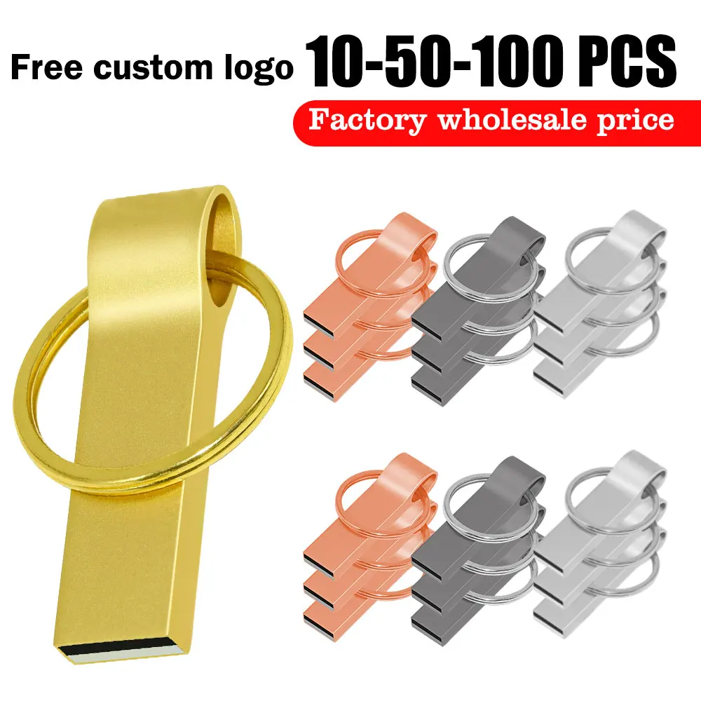 

10/50/100PCS/lot Free Custom LOGO Metal USB Pendrive 1GB 2GB 4GB 8GB 16GB Flash Pen Drive 32GB Memory Stick Company Gift U-disk