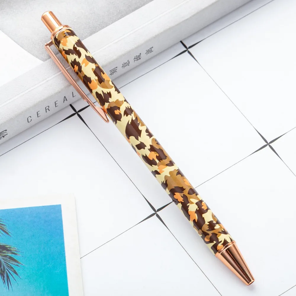Trendige Stifte mit Leopardenmuster – Aufdrückungsmechanismus mit lebendiger Blumenfolie, perfekt zum Journaling und als Geschenk, süße Stifte – Detail 6