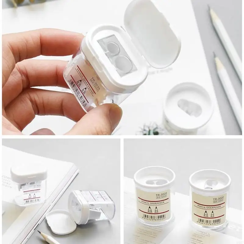 H55F Mini Double Holes Sharpener Portable Clear Clear Pence