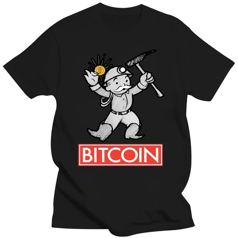 T-Shirts Bitcoin Mining Miner Man Crew Neck Short Sleeve Big Size T Shirt Printing Male Best Tee Shirts Crew Collar Tops Clothes