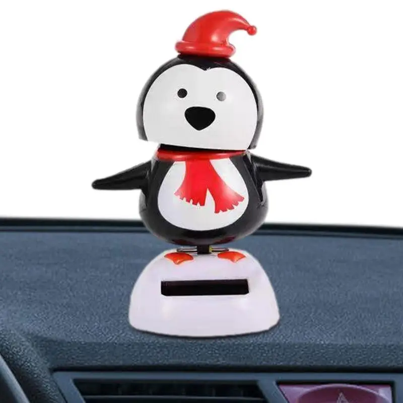 Christmas Solar Dancing Toys Solar Powered Swinging Toys Cute Car Shaking Head Doll Elk Santa Snowman Penguin Swing Figurines