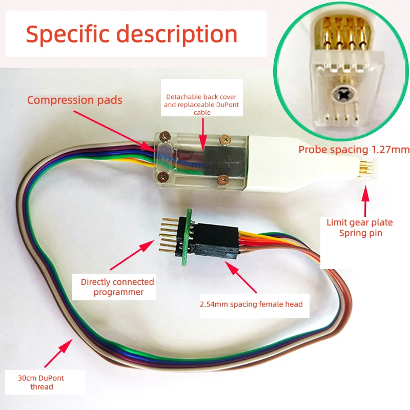 1Set SOP8/WSON8/QDFN8 Microchip SMD Spring Pin Burn-in Read/Write Test Probe Programmer Suitable for Test Write Program Burn-in