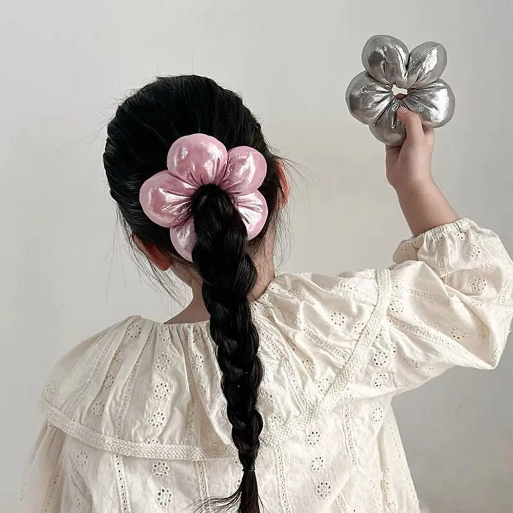Scrunchie Rambut Anak Bentuk Bunga, Kain Isi Kapas, Scrunchie Rambut Besar, Ikat Rambut, Tali Rambut Elastis Gaya Korea