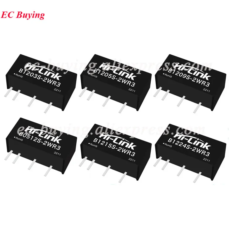 1-10Pcs Hi-Link 1W 2W 3W B0505S-1WR3 2WR B1212S B1205S B0524S 5V 12V 24V to 3.3V 5V 9V 12V 15V 24V DC-DC Converter Power Module
