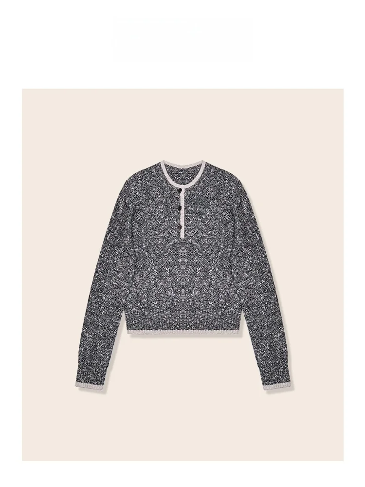 

ZINCCA Wior Memories Floral Knit Sweater Overhead round Ne Top Soft Cotton Linen Silk Blend Comfortable Commute Sle