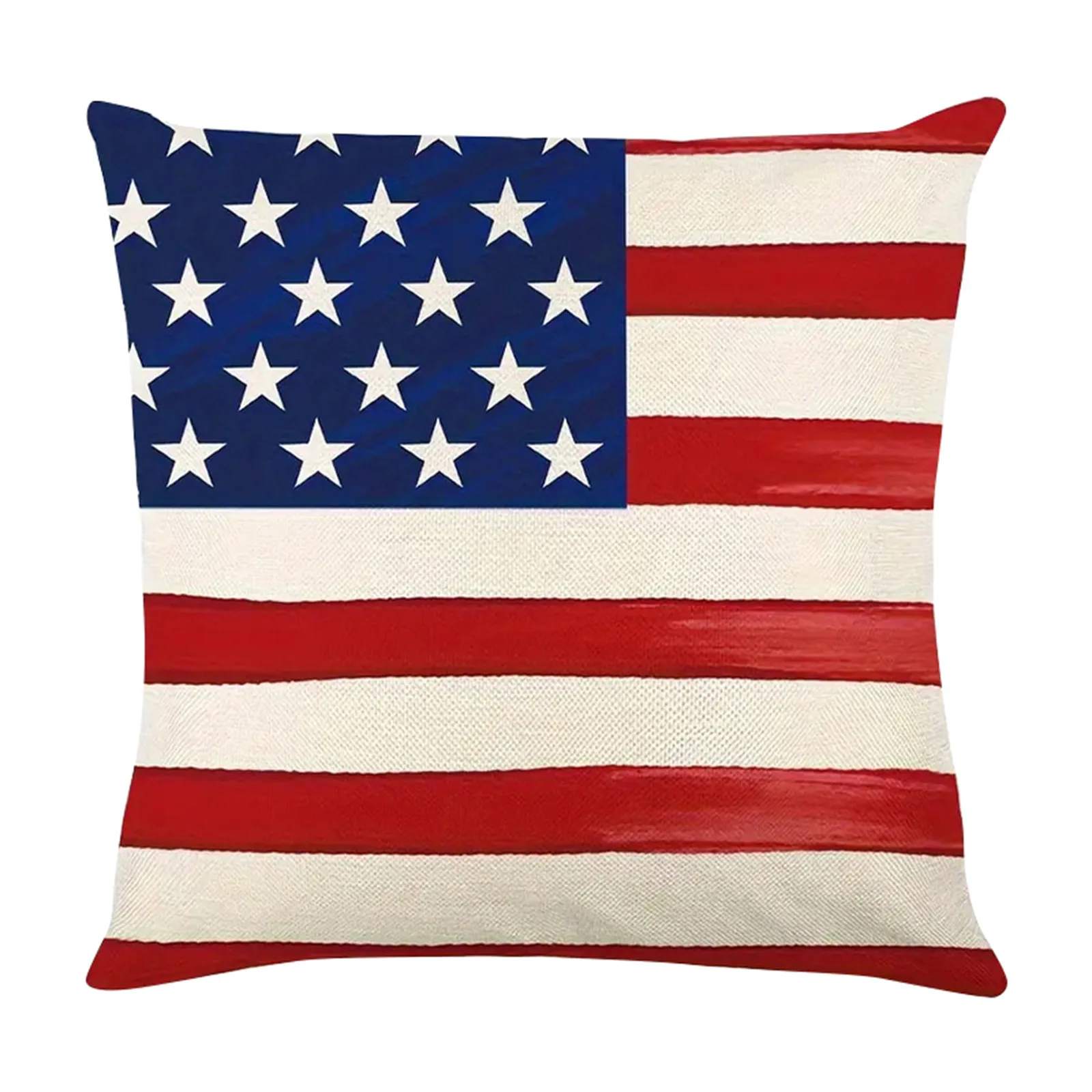 Patriotic Blue and Red Pillow Covers American Independence Star Print Decorative Throw Pillowcases Sofa Cushion Cases Couch