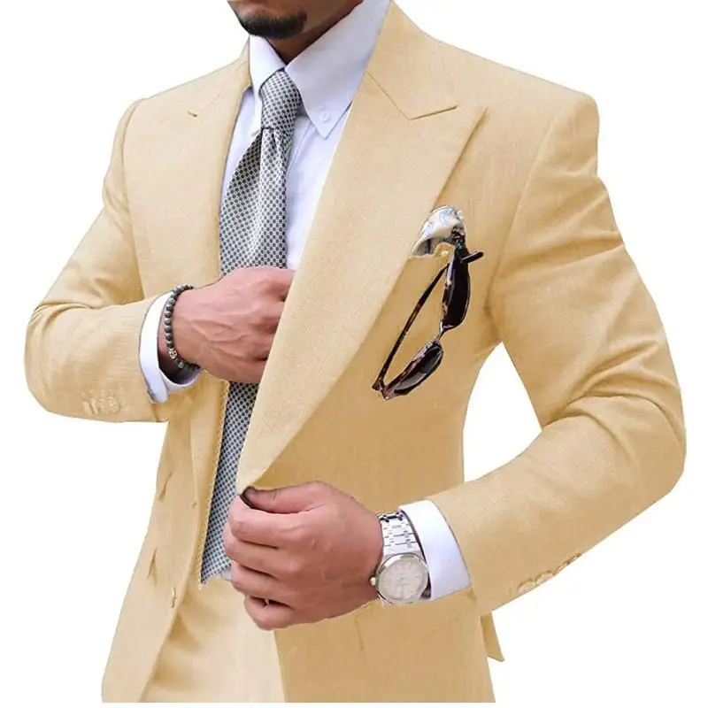 

Men's suit two-piece casual business slim champagne dance suit formal party wedding groom Tailcoat (coat+pants)