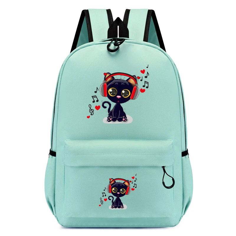 Mochila escolar gatinho preto para crianças, Kawaii Anime Schoolbag, Bagpack dos desenhos animados, bonito Bookbag para meninos e meninas