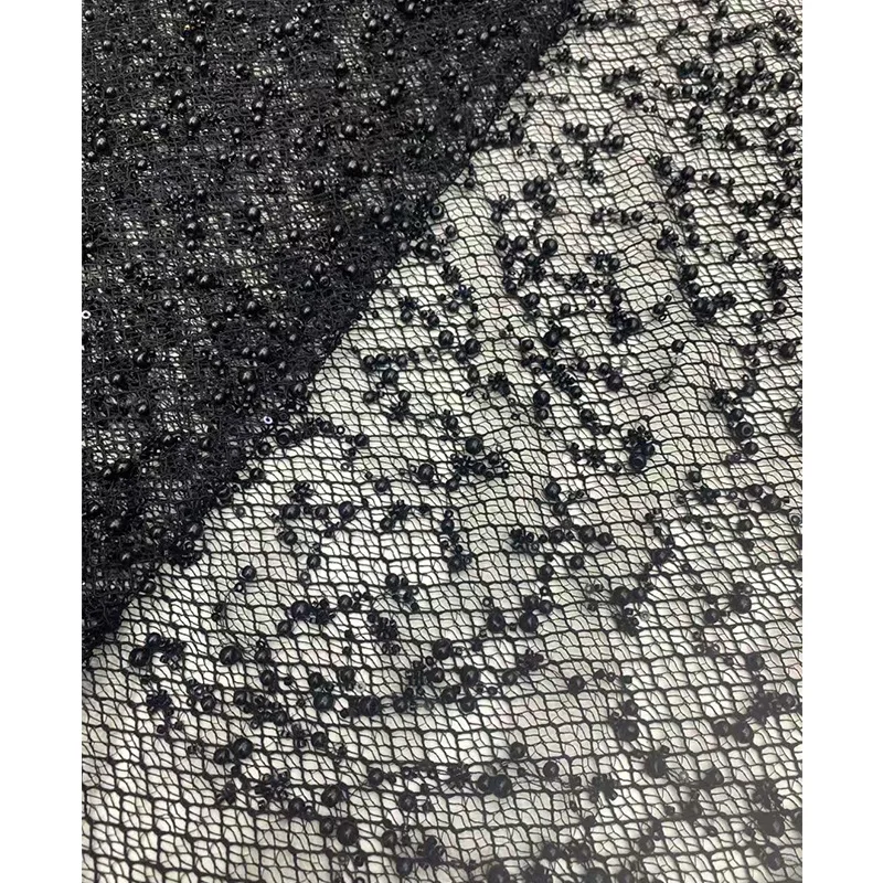 10 Colors Beaded 2 Size Pearl Net Boning Cord Striped Material Embroidered Sequin Lace Trims Sheer Bridal Lace Fabric