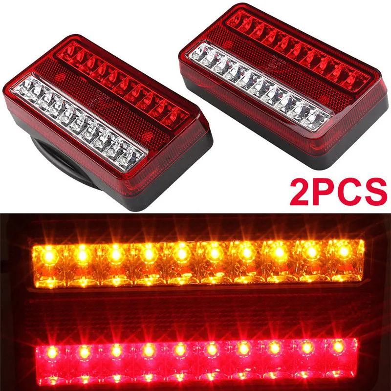 20 LEDs 12V Tail Light Waterproof Car Truck Trailer Stop Rear Reverse Turn Indicator Lamp Back Up Led Turn Signal Lights 1 Pair