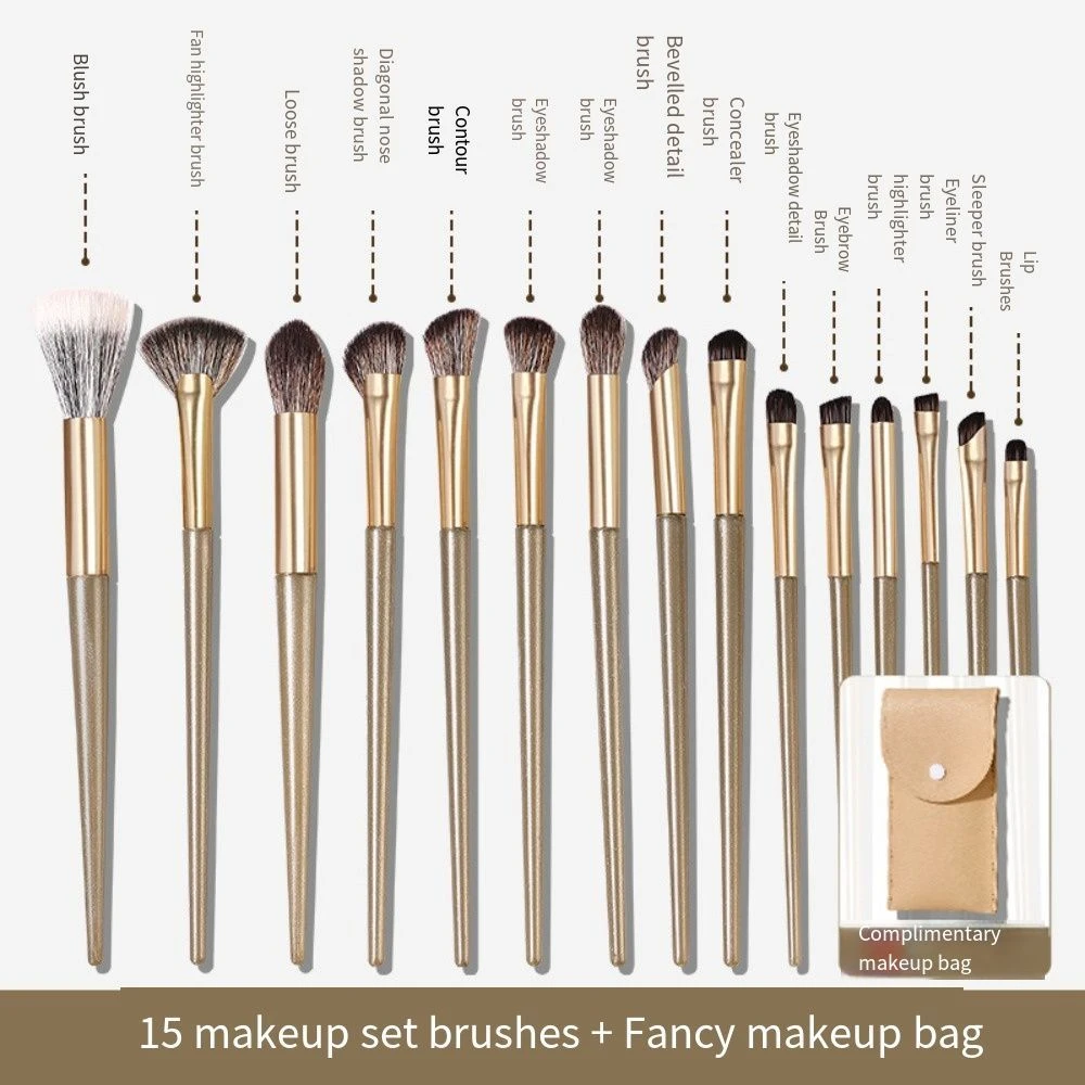 15-teiliges multifunktionales Make-up-Pinsel-Set, professionelles weiches Haar, kosmetische Schönheitswerkzeuge, konisch, mit Aufbewahrungstasche