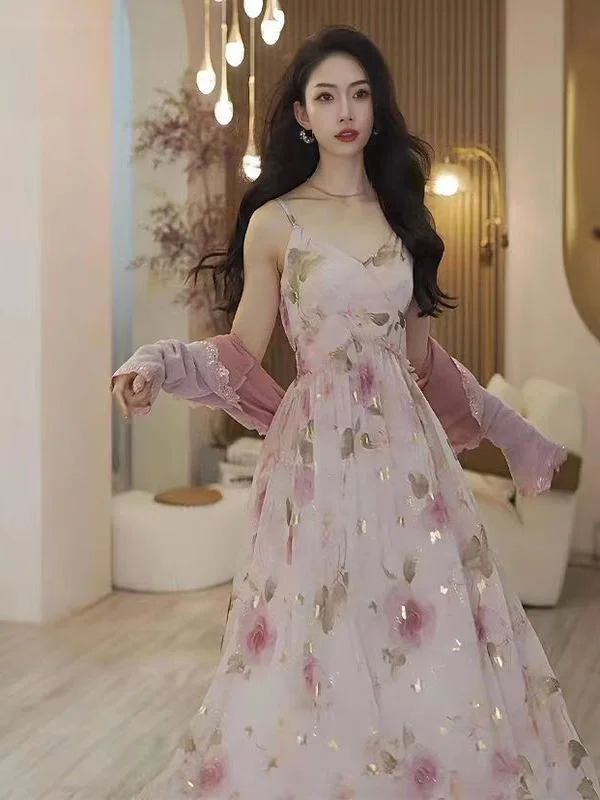 Summer Elegant Gentle Style Strap A-Line Dress Age-Defying Holiday Vibes Korean Version Super Cute Women's Fashion Dress