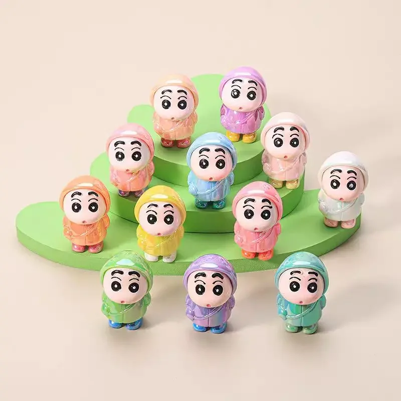 12pcs Crayon Shin-Chan Cartoonsanime Diy Accessories Raincoat Xiaoxin Keychain Car Pendant Three-Dimensional Ornaments Gifts