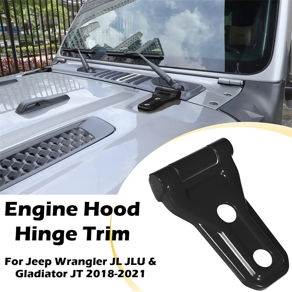 4PCS Engine Hood Hinge Trim Cover for 2018-2022 Jeep Wrangler JL JLU Sports Sahara Freedom Rubicon Unlimited Gladiator JT Front