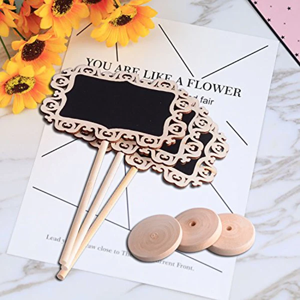 14 PCS Mini Decorative Border Chalkboard Signs With Stand Black Board For Weddings Place Cards, Parties, Message Board Signs And