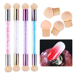 Nail Brushes Sponges Ombre Gradient Nail Art Brush Painting Drawing Dotting UV Gel Polish Double Headed Pen Manicure Tools