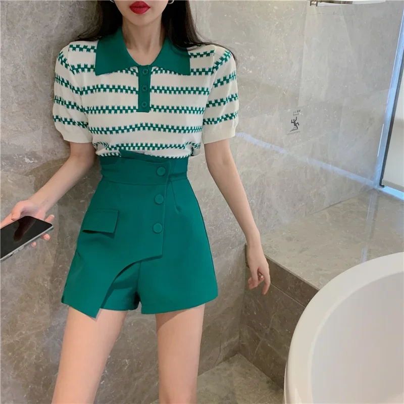 Female Shorts Summer Fashion 2024 Two-piece New Women\'s Short Sets 2 Pieces Classic Coordinated Novelties Matching Casual Trends