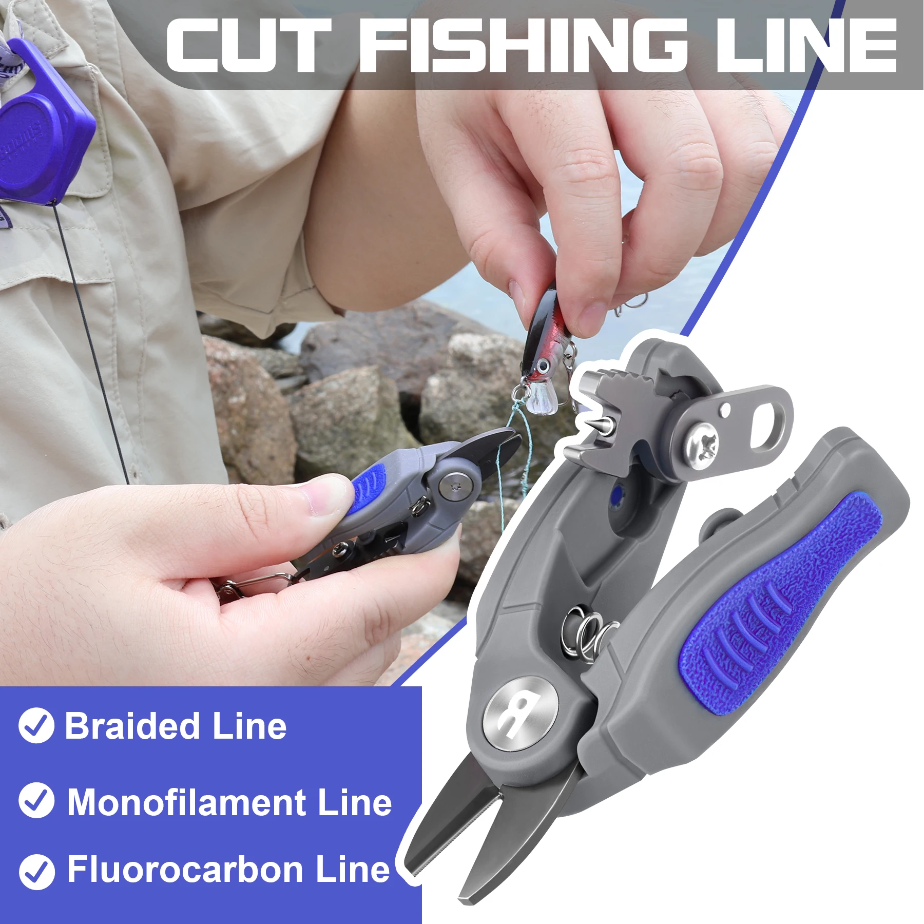 ازدهار الصيد 17 سنتيمتر كماشة الصيد 24 سنتيمتر الأسماك القابض و مقص الصيد الصغيرة خط القواطع هوك مزيل الصيد معالجة أداة مجموعة #3